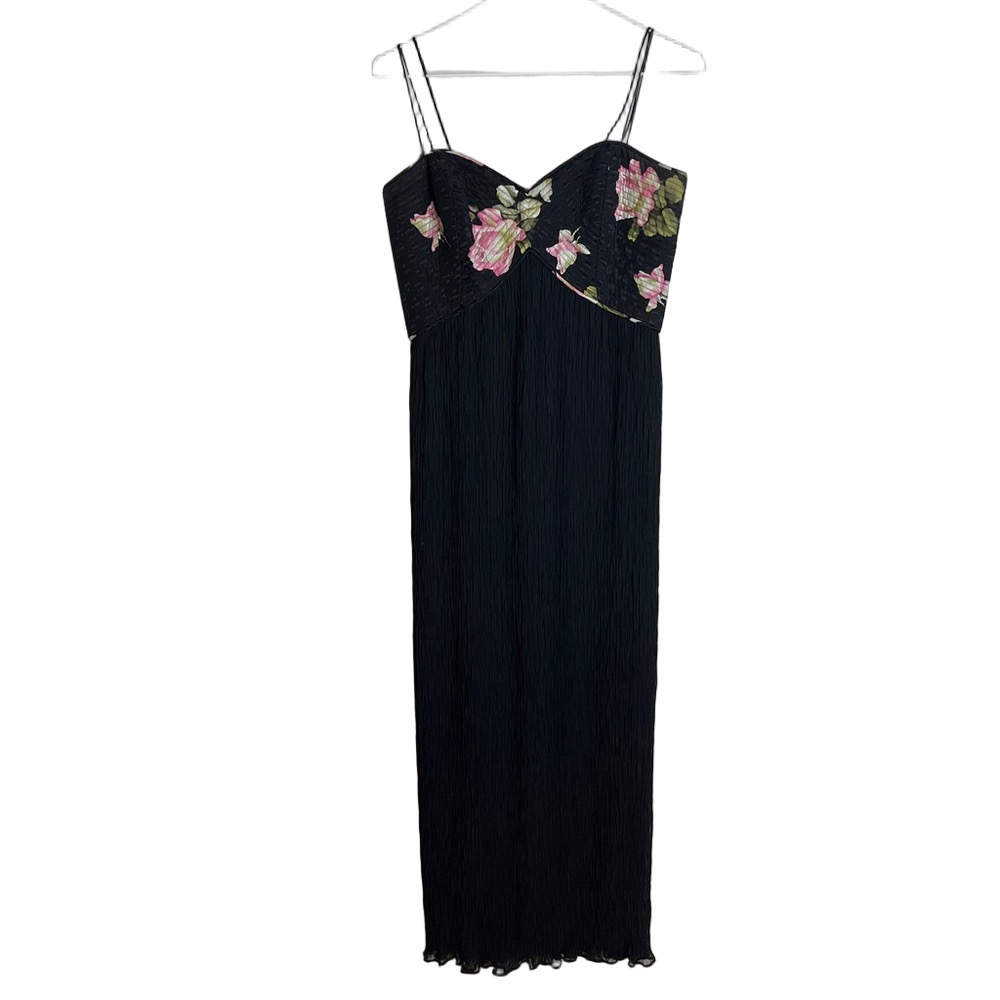 Wayne Clark Vintage Black Silk Strapless Maxi Gown Floral Canadian Designer Form
